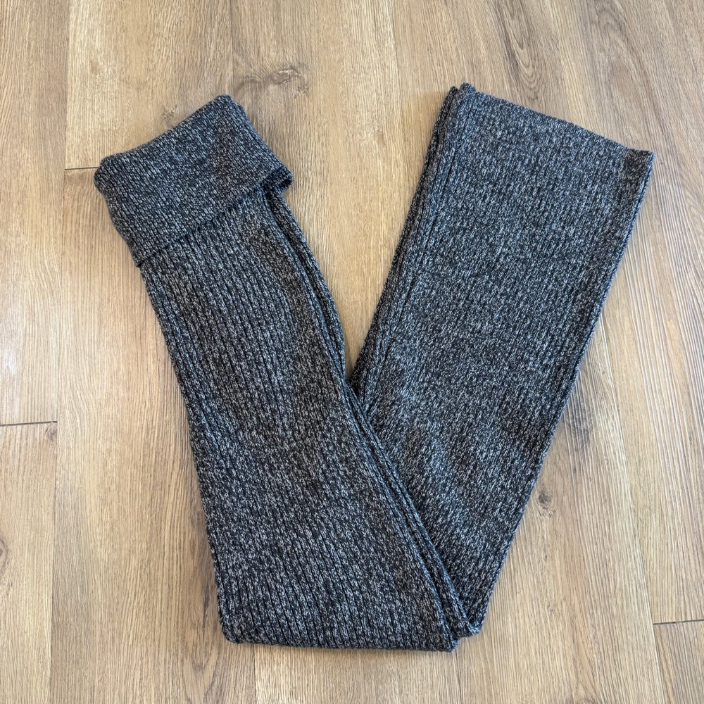 Aerie Charcoal Grey Marl Ribbed Knit Foldover Flare Pants Women's Size Small